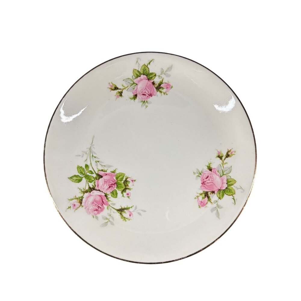 Vintage Royal Wilton 22K Gold Trim 6-Inch Plate With Pink Roses